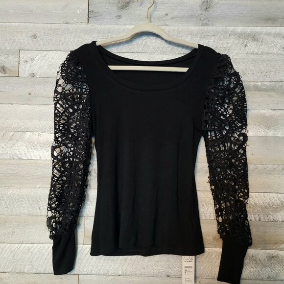 NWT Cupshe Black sweater size med. Lace, bell sleeves.  Romantic, BOHO - Picture 1 of 7